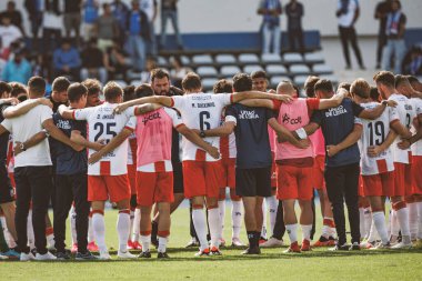 Liga Portekiz 2 / 23 maçında UD Leiria 'nın oyuncuları CF OS Belenses ile Estadio Restelo, Belem, Lizbon, Portekiz' deki UD Leiria arasında oynanacak. (Maciej Rogowski)