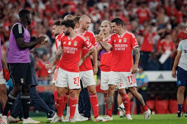 Gracze Benfica Świętują Wygraniu Meczu Podczas Meczu Liga Portugal Betclic — Zdjęcie stockowe