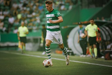 Viktor Gyokeres UEFA Avrupa Ligi sırasında Portekiz 'deki Estadio Jose Alvalade' de Sporting CP ve Atalanta BC arasında oynanan 23 / 24 maçında. (Maciej Rogowski)