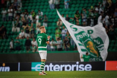 Viktor Gyokeres UEFA Avrupa Ligi sırasında Portekiz 'deki Estadio Jose Alvalade' de Sporting CP ve Atalanta BC arasında oynanan 23 / 24 maçında. (Maciej Rogowski)