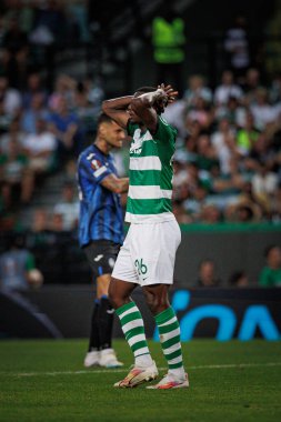 UEFA Avrupa Ligi sırasında Ousmane Diomande, Portekiz 'deki Estadio Jose Alvalade' de Sporting CP ve Atalanta BC arasında oynanan 23 / 24 maçında. (Maciej Rogowski)