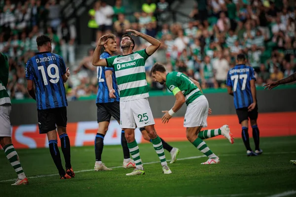 stock image Goncalo Inacio during  UEFA Europa League 23/24 game between  Sporting CP and Atalanta BC at Estadio Jose Alvalade, Lisbon, Portugal. (Maciej Rogowski)