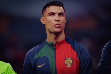 UEFA Euro 2024 eleme maçı sırasında Portekiz ve Slovakya milli takımları arasında Estadio do Dragao, Porto 'da oynanan Cristiano Ronaldo. (Maciej Rogowski)