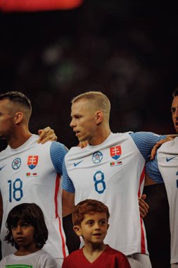Ondrej Duda, Portekiz ve Slovakya milli takımları arasında oynanan UEFA Euro 2024 ön eleme maçında Porto, Estadio do Dragao 'da marş söyler. (Maciej Rogowski)