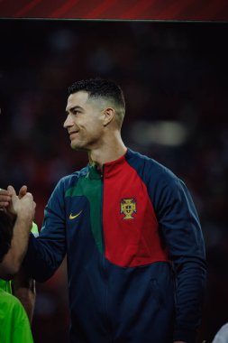 UEFA Euro 2024 eleme maçı sırasında Portekiz ve Slovakya milli takımları arasında Estadio do Dragao, Porto 'da oynanan Cristiano Ronaldo. (Maciej Rogowski)
