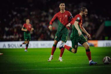 UEFA Euro 2024 eleme maçı sırasında Portekiz ve Slovakya milli takımları arasında Estadio do Dragao, Porto 'da oynanan Cristiano Ronaldo. (Maciej Rogowski)