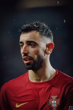 Bruno Fernandes UEFA Euro 2024 eleme maçında Portekiz ve Slovakya milli takımları arasında Estadio do Dragao, Porto 'da oynandı. (Maciej Rogowski)