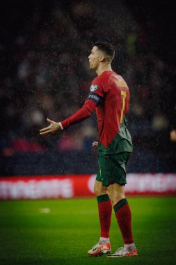 UEFA Euro 2024 eleme maçı sırasında Portekiz ve Slovakya milli takımları arasında Estadio do Dragao, Porto 'da oynanan Cristiano Ronaldo. (Maciej Rogowski)