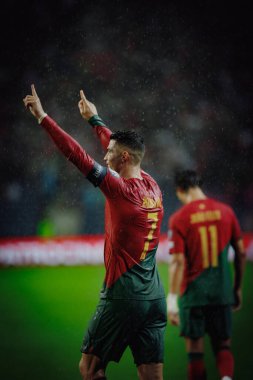 UEFA Euro 2024 eleme maçı sırasında Portekiz ve Slovakya milli takımları arasında Estadio do Dragao, Porto 'da oynanan Cristiano Ronaldo. (Maciej Rogowski)