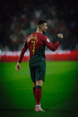 UEFA Euro 2024 eleme maçı sırasında Portekiz ve Slovakya milli takımları arasında Estadio do Dragao, Porto 'da oynanan Cristiano Ronaldo. (Maciej Rogowski)