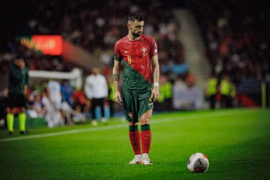 Bruno Fernandes UEFA Euro 2024 eleme maçında Portekiz ve Slovakya milli takımları arasında Estadio do Dragao, Porto 'da oynandı. (Maciej Rogowski)