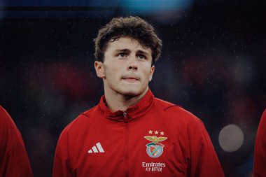 Joao Neves UEFA Şampiyonlar Ligi 'nde SL Benfica ile Real Sociedad arasında oynanan 23 / 24 maçında Estadio Da Luz, Lizbon, Portekiz' de. (Maciej Rogowski)