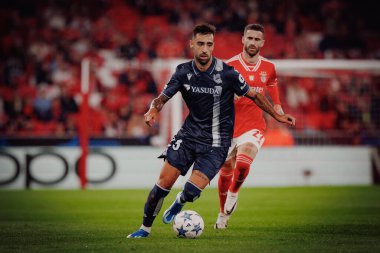 Brais Mendez UEFA Şampiyonlar Ligi 'nde SL Benfica ile Real Sociedad arasında oynanan 23 / 24 maçında Estadio Da Luz, Lizbon, Portekiz' de. (Maciej Rogowski)