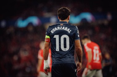 Mikel Oyarzabal UEFA Şampiyonlar Ligi 'nde SL Benfica ve Real Sociedad arasında oynanan 23 / 24 maçında Estadio Da Luz, Lizbon, Portekiz' de. (Maciej Rogowski)