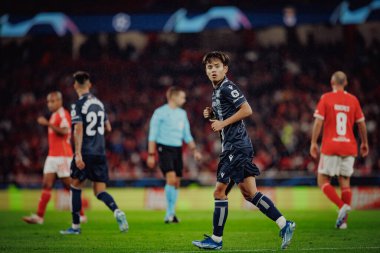 Takefusa Kubo UEFA Şampiyonlar Ligi 'nde SL Benfica ile Real Sociedad arasında oynanan 23 / 24 maçında Estadio Da Luz, Lizbon, Portekiz' de. (Maciej Rogowski)