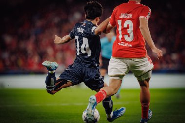 Takefusa Kubo UEFA Şampiyonlar Ligi 'nde SL Benfica ile Real Sociedad arasında oynanan 23 / 24 maçında Estadio Da Luz, Lizbon, Portekiz' de. (Maciej Rogowski)