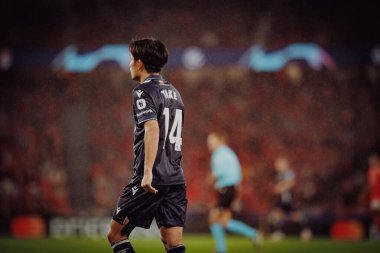 Takefusa Kubo UEFA Şampiyonlar Ligi 'nde SL Benfica ile Real Sociedad arasında oynanan 23 / 24 maçında Estadio Da Luz, Lizbon, Portekiz' de. (Maciej Rogowski)