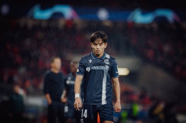 Takefusa Kubo UEFA Şampiyonlar Ligi 'nde SL Benfica ile Real Sociedad arasında oynanan 23 / 24 maçında Estadio Da Luz, Lizbon, Portekiz' de. (Maciej Rogowski)
