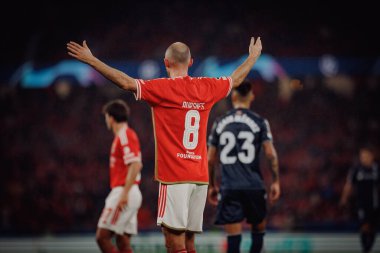 Fredrik Aursnes UEFA Şampiyonlar Ligi sırasında SL Benfica ve Real Sociedad arasında oynanan 23 / 24 maçında Estadio Da Luz, Lizbon, Portekiz 'de. (Maciej Rogowski)
