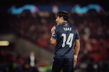 Takefusa Kubo UEFA Şampiyonlar Ligi 'nde SL Benfica ile Real Sociedad arasında oynanan 23 / 24 maçında Estadio Da Luz, Lizbon, Portekiz' de. (Maciej Rogowski)