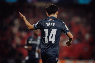 Takefusa Kubo UEFA Şampiyonlar Ligi 'nde SL Benfica ile Real Sociedad arasında oynanan 23 / 24 maçında Estadio Da Luz, Lizbon, Portekiz' de. (Maciej Rogowski)