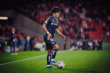 Takefusa Kubo UEFA Şampiyonlar Ligi 'nde SL Benfica ile Real Sociedad arasında oynanan 23 / 24 maçında Estadio Da Luz, Lizbon, Portekiz' de. (Maciej Rogowski)
