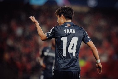 Takefusa Kubo UEFA Şampiyonlar Ligi 'nde SL Benfica ile Real Sociedad arasında oynanan 23 / 24 maçında Estadio Da Luz, Lizbon, Portekiz' de. (Maciej Rogowski)