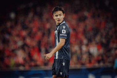 Takefusa Kubo UEFA Şampiyonlar Ligi 'nde SL Benfica ile Real Sociedad arasında oynanan 23 / 24 maçında Estadio Da Luz, Lizbon, Portekiz' de. (Maciej Rogowski)