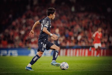 Takefusa Kubo UEFA Şampiyonlar Ligi 'nde SL Benfica ile Real Sociedad arasında oynanan 23 / 24 maçında Estadio Da Luz, Lizbon, Portekiz' de. (Maciej Rogowski)