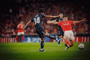 Takefusa Kubo UEFA Şampiyonlar Ligi 'nde SL Benfica ile Real Sociedad arasında oynanan 23 / 24 maçında Estadio Da Luz, Lizbon, Portekiz' de. (Maciej Rogowski)