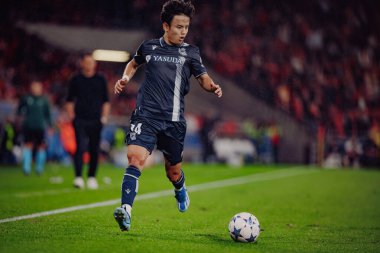 Takefusa Kubo UEFA Şampiyonlar Ligi 'nde SL Benfica ile Real Sociedad arasında oynanan 23 / 24 maçında Estadio Da Luz, Lizbon, Portekiz' de. (Maciej Rogowski)
