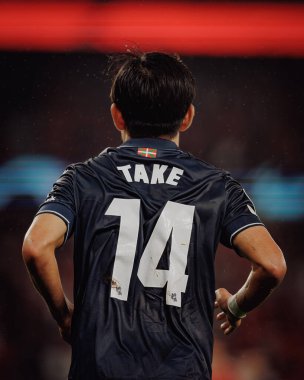 Takefusa Kubo UEFA Şampiyonlar Ligi 'nde SL Benfica ile Real Sociedad arasında oynanan 23 / 24 maçında Estadio Da Luz, Lizbon, Portekiz' de. (Maciej Rogowski)