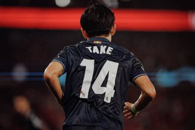 Takefusa Kubo UEFA Şampiyonlar Ligi 'nde SL Benfica ile Real Sociedad arasında oynanan 23 / 24 maçında Estadio Da Luz, Lizbon, Portekiz' de. (Maciej Rogowski)