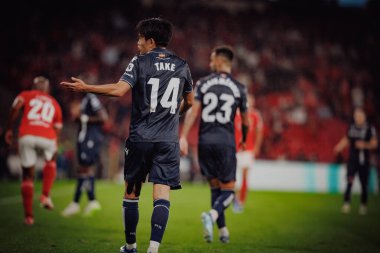 Takefusa Kubo UEFA Şampiyonlar Ligi 'nde SL Benfica ile Real Sociedad arasında oynanan 23 / 24 maçında Estadio Da Luz, Lizbon, Portekiz' de. (Maciej Rogowski)