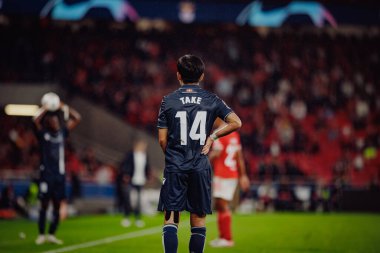 Takefusa Kubo UEFA Şampiyonlar Ligi 'nde SL Benfica ile Real Sociedad arasında oynanan 23 / 24 maçında Estadio Da Luz, Lizbon, Portekiz' de. (Maciej Rogowski)