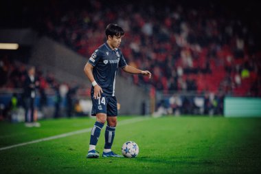 Takefusa Kubo UEFA Şampiyonlar Ligi 'nde SL Benfica ile Real Sociedad arasında oynanan 23 / 24 maçında Estadio Da Luz, Lizbon, Portekiz' de. (Maciej Rogowski)