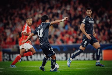 Takefusa Kubo UEFA Şampiyonlar Ligi 'nde SL Benfica ile Real Sociedad arasında oynanan 23 / 24 maçında Estadio Da Luz, Lizbon, Portekiz' de. (Maciej Rogowski)