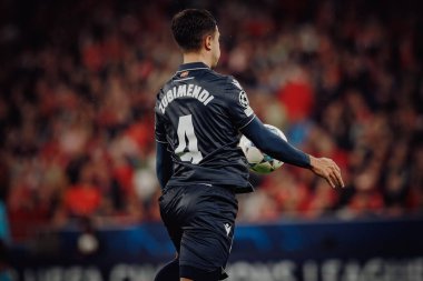 Martin Zubimendi UEFA Şampiyonlar Ligi 'nde SL Benfica ve Real Sociedad arasında oynanan 23 / 24 maçında Estadio Da Luz, Lizbon, Portekiz' de. (Maciej Rogowski)