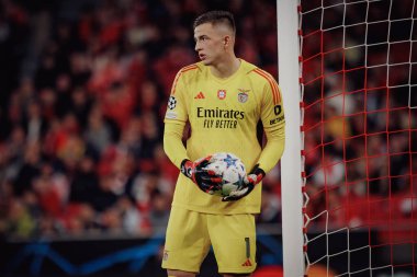 Anatoliy Trubin UEFA Şampiyonlar Ligi sırasında SL Benfica ile Real Sociedad arasında oynanan 23 / 24 maçında Estadio Da Luz, Lizbon, Portekiz 'de. (Maciej Rogowski)