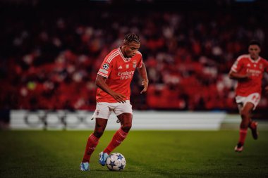 David Neres UEFA Şampiyonlar Ligi 'nde SL Benfica ile Real Sociedad arasında oynanan 23 / 24 maçında Estadio Da Luz, Lizbon, Portekiz' de. (Maciej Rogowski)