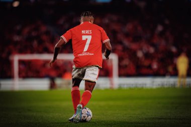 David Neres UEFA Şampiyonlar Ligi 'nde SL Benfica ile Real Sociedad arasında oynanan 23 / 24 maçında Estadio Da Luz, Lizbon, Portekiz' de. (Maciej Rogowski)