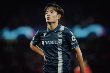 Takefusa Kubo UEFA Şampiyonlar Ligi 'nde SL Benfica ile Real Sociedad arasında oynanan 23 / 24 maçında Estadio Da Luz, Lizbon, Portekiz' de. (Maciej Rogowski)
