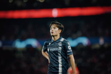 Takefusa Kubo UEFA Şampiyonlar Ligi 'nde SL Benfica ile Real Sociedad arasında oynanan 23 / 24 maçında Estadio Da Luz, Lizbon, Portekiz' de. (Maciej Rogowski)