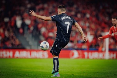Ander Barrenetxea UEFA Şampiyonlar Ligi sırasında SL Benfica ve Real Sociedad arasında oynanan 23 / 24 maçında Estadio Da Luz, Lizbon, Portekiz 'de. (Maciej Rogowski)