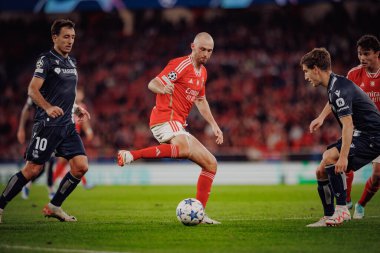 Fredrik Aursnes UEFA Şampiyonlar Ligi sırasında SL Benfica ve Real Sociedad arasında oynanan 23 / 24 maçında Estadio Da Luz, Lizbon, Portekiz 'de. (Maciej Rogowski)