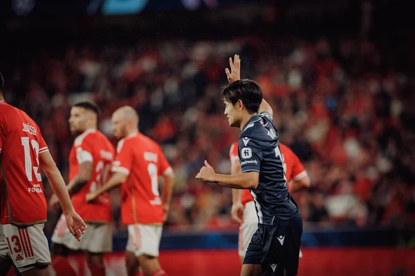 Takefusa Kubo UEFA Şampiyonlar Ligi 'nde SL Benfica ile Real Sociedad arasında oynanan 23 / 24 maçında Estadio Da Luz, Lizbon, Portekiz' de. (Maciej Rogowski)