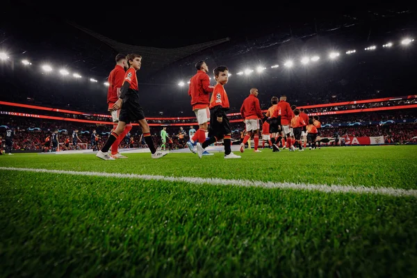 stock image Players of both teams during UEFA Champions League 23/24 game between SL Benfica and Real Sociedad at Estadio Da Luz, Lisbon, Portugal. (Maciej Rogowski)