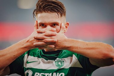 Liga Portekiz maçında Viktor Gyokeres SL Benfica ile Portekiz 'deki Estadio Da Luz' da Sporting CP arasında 23 / 24 maç yaptı. (Maciej Rogowski)