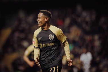 Geny Catamo, Liga Portugal maçında Boavista FC ile Estadio do Bessa Seculo XXI, Porto, Portekiz 'deki Sporting CP arasında attığı 23 / 24' lük golü kutluyor. (Maciej Rogowski)