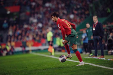 Portekiz ve İzlanda milli takımları arasında oynanan UEFA Euro 2024 eleme maçı sırasında Joao Felix, Estadio Jose Alvalade, Lizbon, Portekiz. (Maciej Rogowski)